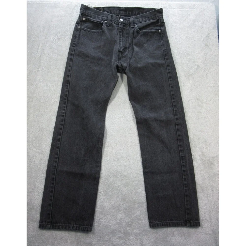 Levis 505 Jeans Mens 32x29 (Tag 34x32) Straight Leg Black Fly Zipper